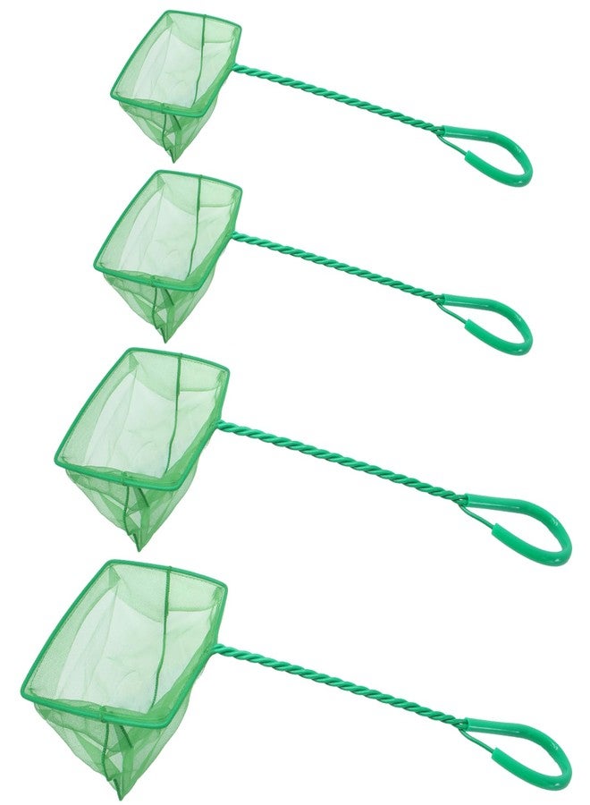 PHITUODA 4 Pack Aquarium Fish Net 4 Sizes Quick Catch Mesh Nylon Fishing Catch Nets Square Fish Nets with Handle (3in, 4in, 5in, 6in) - Image 1